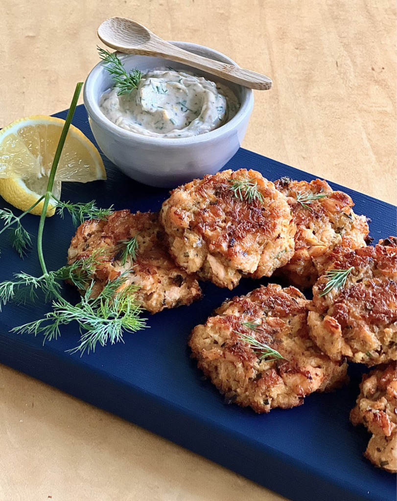 Baked Salmon Cakes with Dill-Mustard Sauce